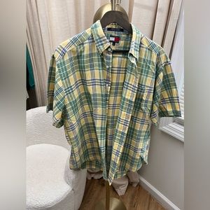 Tommy Hilfiger Men Button Down Plaid Shirt | Large